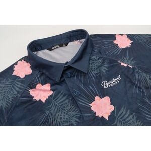 UNRL Barstool Golf Polo Mens Large Navy Pink Floral Tropical Performance Shirt